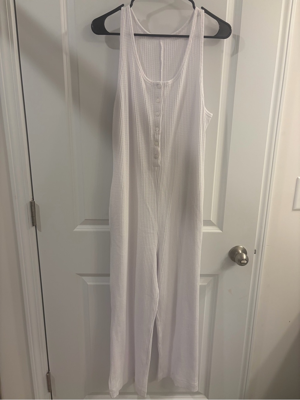 White Waffle Knit Sleep Romper